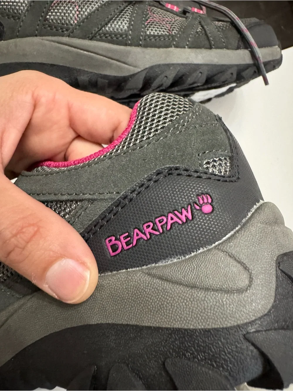 BearPaw Gray and Pink Women's Hiking Sneakers